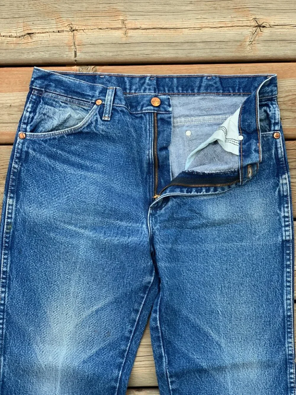 Vtg Wrangler Jeans Mens 34x29 Cowboy Cut Bootcut Faded Distressed Western Denim